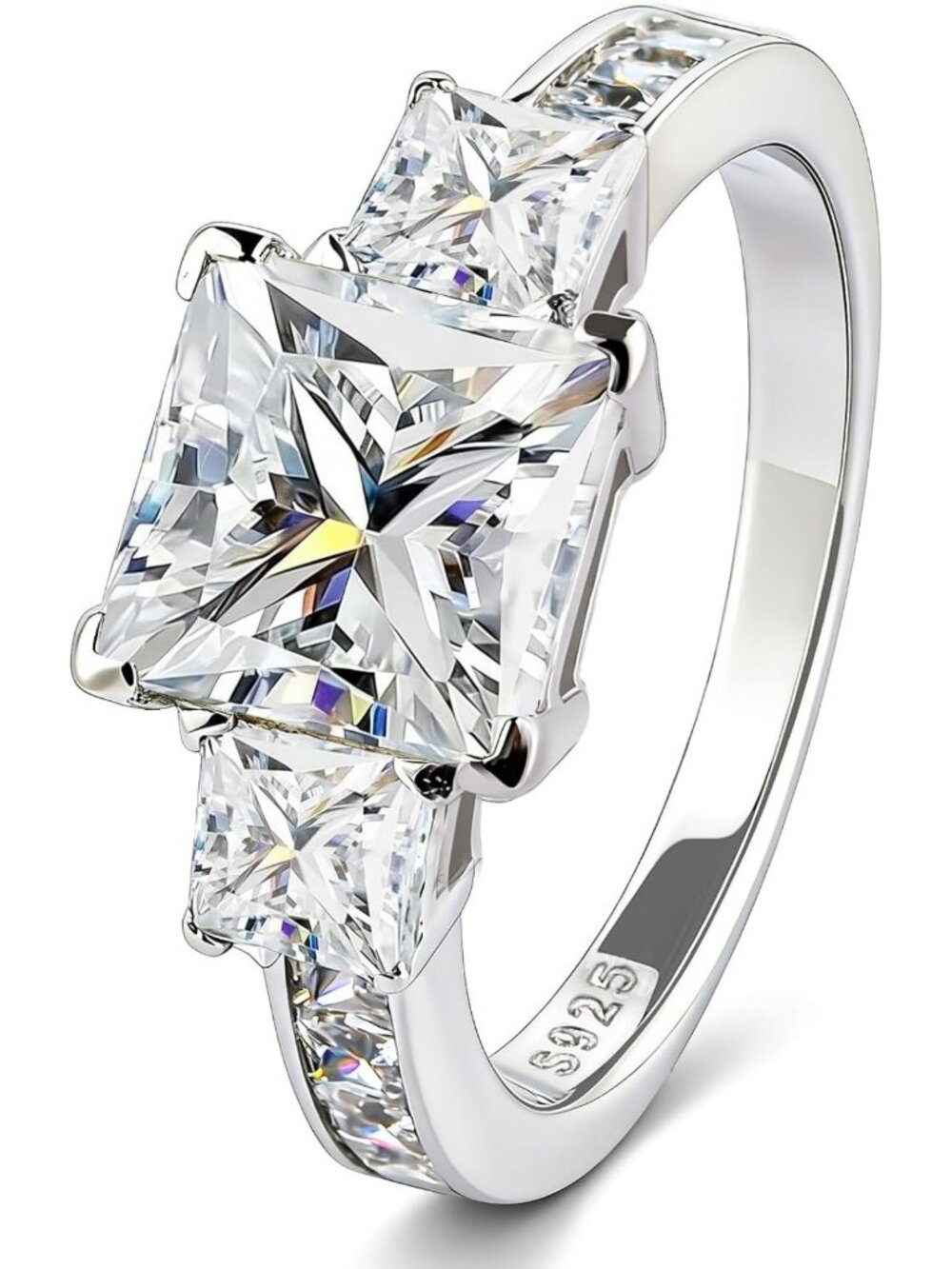 Stunning 3 Stone Moissanite Engagement Ring for Women - Elegant Wedding Promise